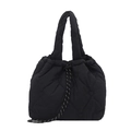 Grand sac fourre-tout noir avec matelassage en cœur, cordon de serrage et poignées rembourrées - Noir