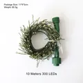 10m green cable LED string light with 300 micro beads and power connector for decoration - 10m Firecracker Lights