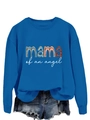 Détail du sweat bleu roi mama of an angel associé à un short en jean délavé - Bleu lac (Graphique blanc)