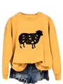Detail of ginger yellow crewneck sweatshirt with floral sheep silhouette graphic - Yellow (Black Print)