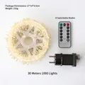 30m Warm White 1000 LED Firecracker Fairy Lights with Remote and EU Plug Adapter - Warm White 30m