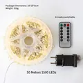 Warm white 50m 1500 LED cluster lights with remote control and EU power adapter - Warm White 50m