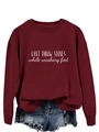 Détail d'un sweat-shirt bordeaux avec impression de texte blanc et col rond classique - S / Rouge Vin (Police Blanche)