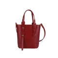 Borsa a secchiello classica in pelle bordeaux con manici e tracolla regolabile - Rosso