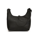 Minimalistische zwarte tas met lychee-structuur, knoopdetail en metalen ring - Zwart