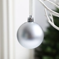 Silver matte Christmas ball ornament with hanging string for holiday tree decoration - Matte Silver 4cm (Pack of 6)