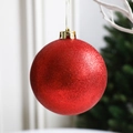 Glinsterende rode kerstbal van 10cm met gouden dop voor feestelijke kerstboomdecoratie - 3cm / Glitter Rood