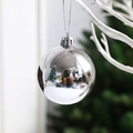 Polished silver Christmas ball ornament with hanging string and mirror finish surface - Glossy Silver 5cm (Pack of 6)