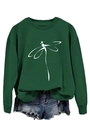 Close-up of minimalist white dragonfly print on dark green crewneck sweatshirt fabric - Dark Green (White Print)