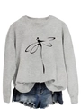 Detail of grey crewneck sweatshirt with dragonfly print and ribbed cuffs and hemline - Grey (Black Print)