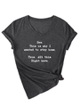 Detail of V-neck dark gray cotton T-shirt featuring stay home text print and knotted hem - Heater Grey (White Font)