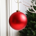 Matte red 10cm Christmas ball ornament with golden cap hanging on a white branch - 12cm / Matte Red