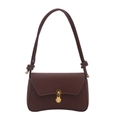 Minimalistische vintage donkerbruine schoudertas met gouden gesp en geknoopt schouderbanddetail - Bruin
