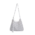 Sac bandoulière trapèze blanc à pois noirs avec large bandoulière rétro - Blanc