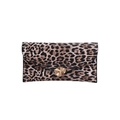 Pochette enveloppe léopard chic avec fermoir métallique doré irrégulier pour femmes - Léopard Noir