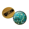 Antike runde Brosche aus Bronze mit Van Goghs Mandelblüten und Nadelverschluss - Mandelblüte (JY006849-1)