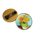 Broche en bronze vintage avec dôme en verre Van Gogh Tournesols et épingle de sûreté - Tournesols Lumineux (JY006849-20)