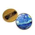 Broche vintage en bronze avec cabochon en verre Nuit Étoilée et fermoir de sécurité - Nuit Étoilée Artistique (JY006849-21)