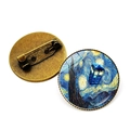 Broche gemme en verre Nuit Étoilée TARDIS avec support en métal bronzé et épingle - Cabine de Police Style Van Gogh (JY006849-22)