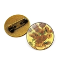 Broche en bronze vintage avec le motif des tournesols de Van Gogh sous verre - Tournesols Vintage (JY006849-23)