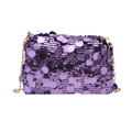 Elegante borsa a mano con paillettes viola e catena dorata per feste ed eventi - Viola