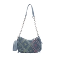 Borsa a tracolla retrò in denim con stelle, bordi consumati e catena - Stella Colorata