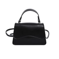 Piccola borsa quadrata nera opaca minimalista con manico superiore e tracolla sottile - Nero