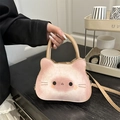 Bolso de mano gatito rosa degradado con orejas de gato y correa de hombro ajustable - Caqui