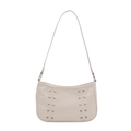Chique gebroken witte PU-lederen okseltas met zilveren klinknagels en retro punk design - Wit