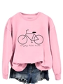 Pink crew neck sweatshirt with black bicycle print and 'enjoy the ride' text detail - Pink (Black Font)