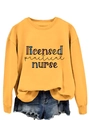 Detail of Licensed Practical Nurse print on mustard yellow crewneck sweatshirt - Yellow Sweatshirt (Black Text)