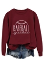 Detail view of burgundy baseball grandma sweatshirt with white print and crew neck - Wine Red (White Font)