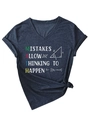 Close-up of V-neck gray t-shirt featuring MATH typography and math formulas print - S / Navy Blue (White Graphic)