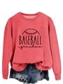 Detail of red Baseball Grandma sweatshirt showing high-quality cotton fabric and graphic print - Red (Black Text)