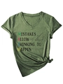 Detail of V-neck heather green T-shirt featuring math-themed graphic and slogan print - S / Olive Green (Black Graphic)