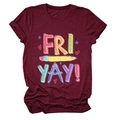 Heathered burgundy t-shirt with colorful Fri Yay and pencil stationery print - Wine Red (White Text)