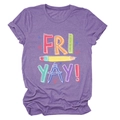 Close-up of stationery theme print with ruler and pencil on a purple heather t-shirt - Purple (White Text)