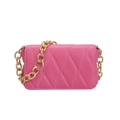 Pink quilted crossbody bag with gold chain strap and stylish white contrast stitching - Rose Red