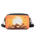 Halloween-themed black square crossbody bag with orange pumpkin and bat prints - Pumpkin Black Cat Spiderweb (Style 3)
