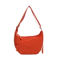Borsa a tracolla a mezzaluna in nylon arancione con tracolla e cerniera a nodo - Rosso Arancio