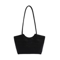 Bolso tote negro tejido con textura de patrón en V y finas correas con un estilo minimalista - Negro