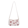 Borsa baguette bianca in ecopelle con stampa ciliegia e tracolla rimovibile - Bianco