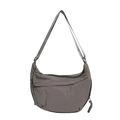 Minimalist dark grey nylon crossbody dumpling bag with adjustable shoulder strap - Gray