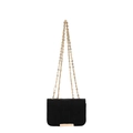 Minimalist black quilted shoulder bag with gold chain strap and metallic closure - Black