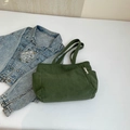 Borsa tote in velluto a coste verde scuro con grande capacità e trama morbida - Borsa Singola / Verde