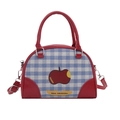 Rote Apfel-Print Handtasche im Karo-Design mit abnehmbarem Gurt und Bowling-Bag-Stil - Rot