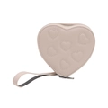 Mini beige hartvormige portemonnee met gewatteerd borduursel en polsbandje - Wit