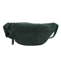Vintage dark green corduroy waist bag with textured finish and woven zipper pulls - Dark Green