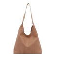 Retro gewebte Hobo-Tasche in Hellbraun mit beigem Schultergurt und großem Fassungsvermögen - Aprikose