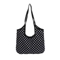 Minimalistische zwarte shopper met witte stippen en grote inhoud en schouderbanden - Zwart